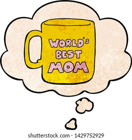 worlds best mom mug with thought bubble in grunge texture style