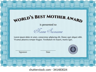 World's Best Mother Award. Customizable, Easy to edit and change colors.Elegant design. Printer friendly. 