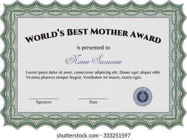World's Best Mother Award. Easy to print. Artistry design. Vector illustration.