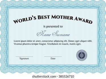 World's Best Mother Award. Easy to print. Detailed. Nice design. 