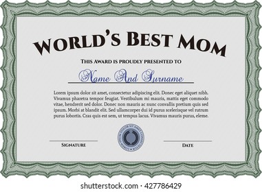 World's Best Mother Award. Easy to print. Detailed. Cordial design. 