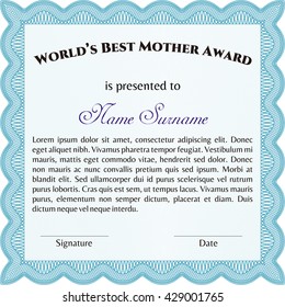 World's Best Mother Award. Nice design. Detailed. Easy to print. 