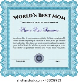 World's Best Mother Award. Nice design. Easy to print. Detailed. 