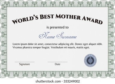 World's Best Mother Award. With quality background. Customizable, Easy to edit and change colors.Artistry design. 