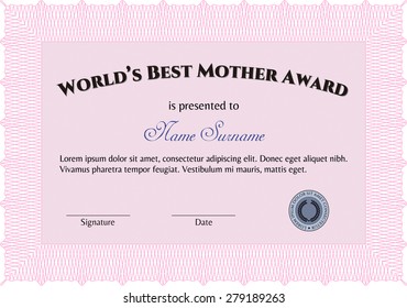 World's best mother award template
