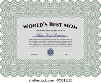 World's Best Mother Award Template. Customizable, Easy to edit and change colors. Complex background. Lovely design. 