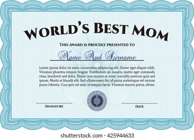 World's Best Mother Award Template. Customizable, Easy to edit and change colors. Complex background. Excellent design. 