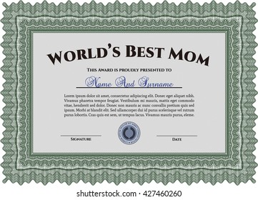 World's Best Mother Award Template. Excellent design. Customizable, Easy to edit and change colors. With complex background. 