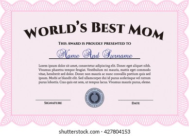World's Best Mother Award Template. With complex background. Excellent design. Customizable, Easy to edit and change colors. 
