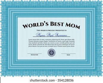 World's Best Mother Award. Vector illustration.With complex background. Nice design. 