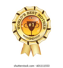 World's best mother  button, icon, label. Print colors used