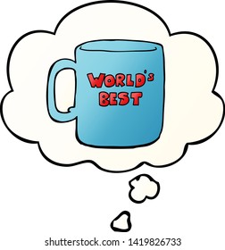 worlds best mug with thought bubble in smooth gradient style