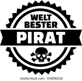 World's best Pirate german button with skull