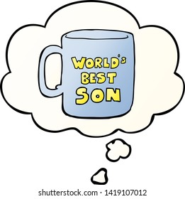 worlds best son mug with thought bubble in smooth gradient style