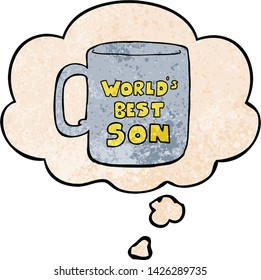 worlds best son mug with thought bubble in grunge texture style