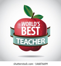 World's Best teacher apple icon symbol. EPS 10 vector, grouped for easy editing. No open shapes or paths.