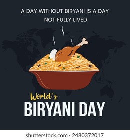 Día Mundial del Biryani Feliz Día del Biryani Vector Creativo Vector Biryani Indio Hyderabad Pollo biryani 