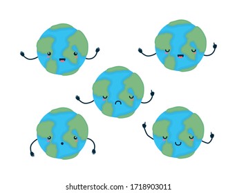 Worlds cartoons set with hands design, Planet continent earth globe ocen sea universe science and map theme Vector illustration