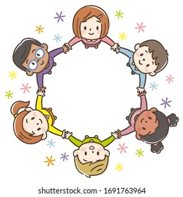 The world's children in a circle white background