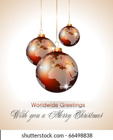 Worlds Christmas Baubles Background for Elegant Invitation Flyer or Brochure