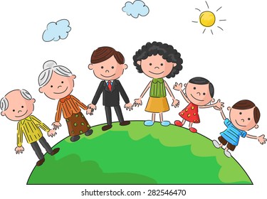 The world's complete family in the a circle in the world
