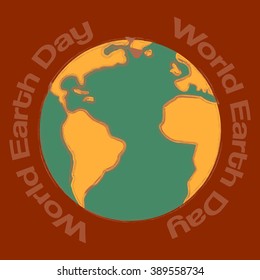 Worlds earth day vector minimal concept with vintage colours