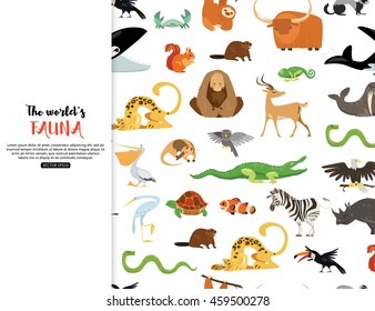 The worlds fauna wild animals. Vector eps 10 format.