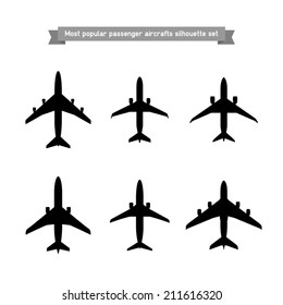 World's most popular passenger aircraft silhouettes