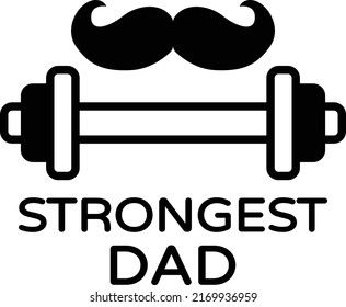 Worlds Strongest Dad Vector Icon Design, Fathers Day Symbol, Dads Gift Elements Sign, Parents Day Stock illustration, Dumbbell with mustachio Concept