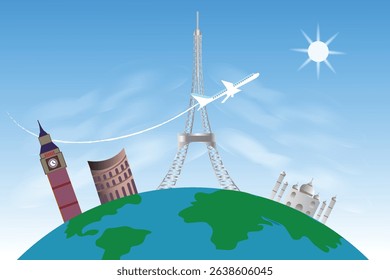 World's Top Travel Destination, Famous Landmark around the Globe, vector illustration design background