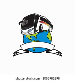 Worlds Travel Bus Globe Earth logo