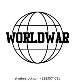 worldwar text design with globe icon for t-shirt, poster, typography or your brand. vector