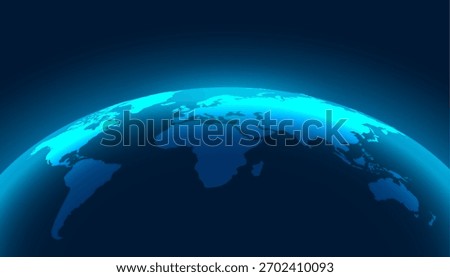 worldwide 3d globe map with neon effect vector design