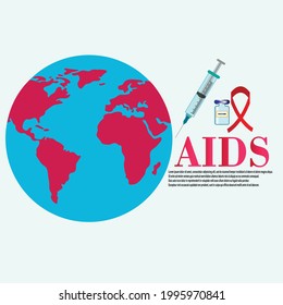 Worldwide AIDS vaccine illustration vector, great for banners, labels, labels, emblems, stickers, web etc