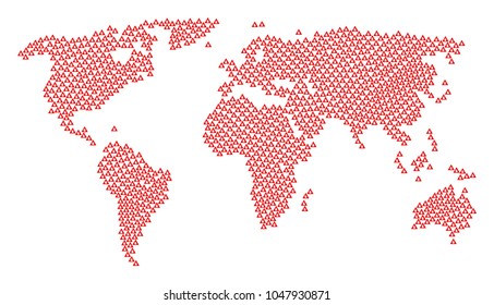 Worldwide atlas mosaic organized of caution design elements. Vector caution design elements are organized into mosaic continental composition.