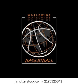 worldwide basketball slogan playing basketball vector illustration on black background