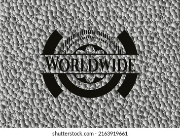 Emblema negro mundial con fondo de burbujas. Ilustración vectorial. Detallado. 