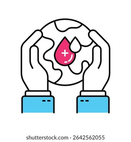 Vector de donación de sangre mundial Icono de estilo de ilustración de contorno lleno. Archivo EPS 10