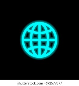 Worldwide blue glowing neon ui ux icon. Glowing sign logo vector