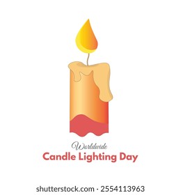 Worldwide Candle Lighting Day is celebrated the second Sunday of every December. Colored candle burning design concept. Vector, illustration.