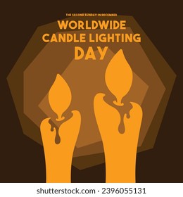 Día Mundial de la Luz de la Vela. La segunda en diciembre. Cartel, pancarta, tarjeta, fondo. Eps 10.