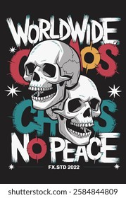 Worldwide Chaos No Peace T-shirt Design Vector