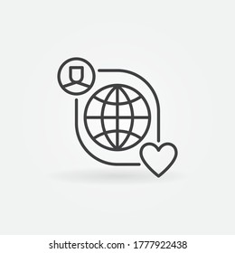 Worldwide Charity vector thin line concept icon or design element