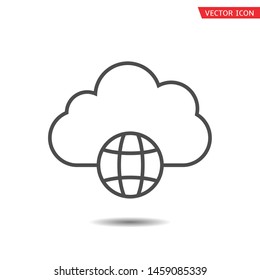 Worldwide cloud storage icon. Cloud and globe icon, Vector