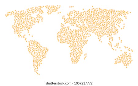 Worldwide collage map combined of light bulb design elements. Vector light bulb scattered flat elements are organized into conceptual international atlas.