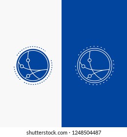 worldwide, communication, connection, internet, network Line and Glyph web Button in Blue color Vertical Banner for UI and UX, website or mobile application