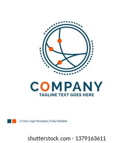 worldwide, communication, connection, internet, network Logo Design. Blue and Orange Brand Name Design. Place for Tagline. Business Logo template.