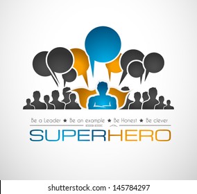 Worldwide communication and social media concept art with a superhero shape. People communicating around the globe with a lot of connections.