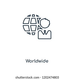 Worldwide concept line icon. Linear Worldwide concept outline symbol design. This simple element illustration can be used for web and mobile UI/UX.