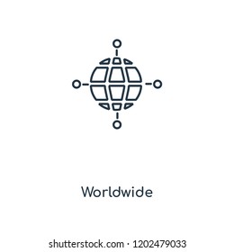 Worldwide concept line icon. Linear Worldwide concept outline symbol design. This simple element illustration can be used for web and mobile UI/UX.
